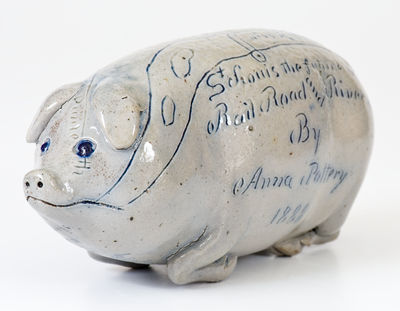 Exceptional Stoneware Pig Flask, 