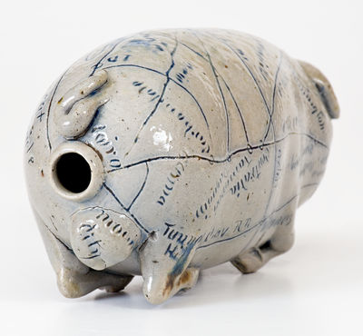 Exceptional Stoneware Pig Flask, 