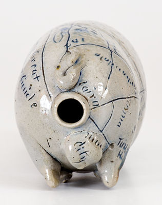 Exceptional Stoneware Pig Flask, 