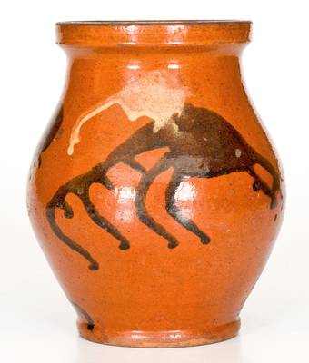 Attrib. Nathaniel Rochester, West Bloomfield, NY Redware Jar, circa 1818-1832.