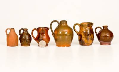 Six American Redware Miniatures, 19th century