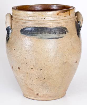 Scarce S. AMBOY N. JERSY (Warne and Letts, New Jersey) Cobalt-Decorated Stoneware Jar