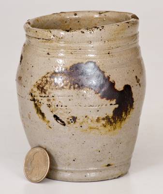 Rare Diminutive Iron-Decorated Stoneware Apprentice's Jar, att. Warne & Letts, South Amboy, NJ