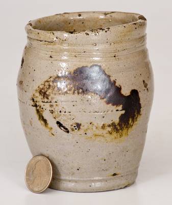 Rare Diminutive Iron-Decorated Stoneware Apprentice's Jar, att. Warne & Letts, South Amboy, NJ