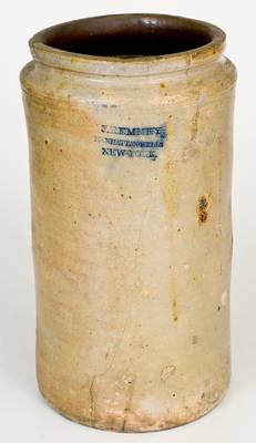 Rare J. REMMEY / MANHATTAN-WELLS / NEW-YORK Straight-Sided Stoneware Jar