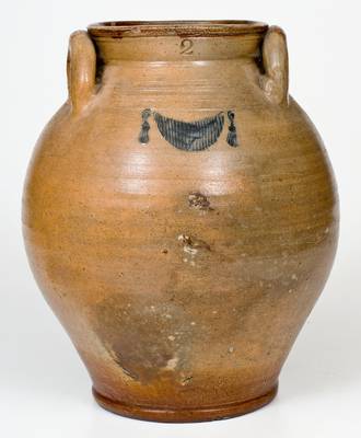 Fine Early Boston Stoneware Jar w/ Impressed Drapery Motif, attrib. Frederick Carpenter