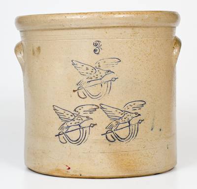 3 Gal. Gardiner, Maine Stoneware Crock with Impressed Eagle Designs