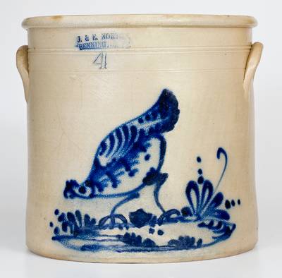 J. & E. NORTON / BENNINGTON, VT Stoneware Chicken Crock