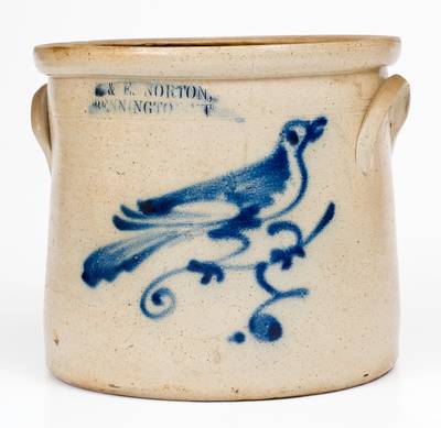 J. & E. NORTON / BENNINGTON, VT Stoneware Bird Crock