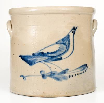 Rare T. F. CONNOLLY / NEW BRUNSWICK, NJ Stoneware Crock w/ Bold Bird Decoration