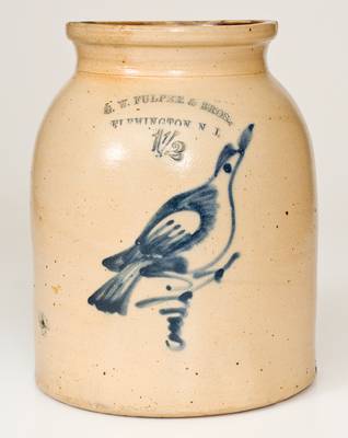 G. W. FULPER & BROS. / FLEMINGTON, NJ Stoneware Jar with Bird Decoration