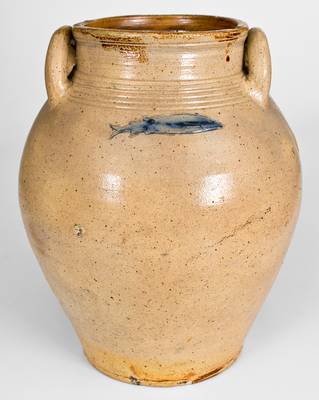 Scarce Stoneware Jar with Impressed Fish, attrib. Frederick Carpenter, Charlestown, Mass.