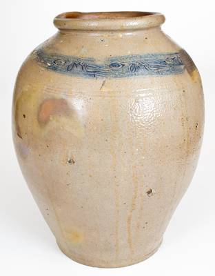 2 Gal. Ovoid Stoneware Jar with Coggled Bird Decoration att. Branch Green, Philadelphia, PA