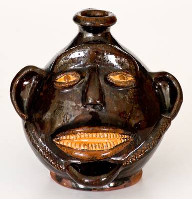 Exceptional Redware Face Jug Dated Oct. 5, 1844, Northeastern origin, possibly NJ