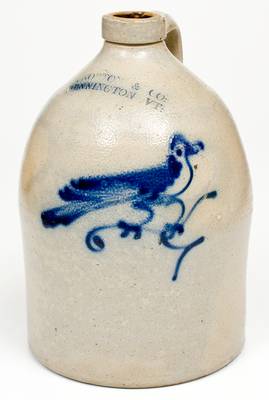 1 Gal. J. NORTON & CO. / BENNINGTON, VT Stoneware Bird Jug