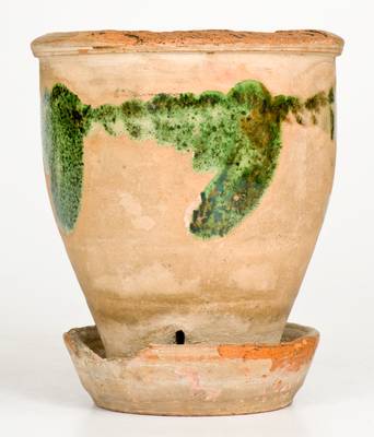 Strasburg, VA Redware Flowerpot with Bold Copper-Oxide Decoration, attrib. S. Bell & Sons