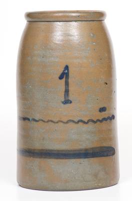 Stoneware Striped Canning Jar with Freehand Numeral 1, Western PA / West Virginia