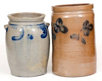 Lot of Two: P. HERRMAN /BALTIMORE Stoneware Jars with Cobalt Decoration