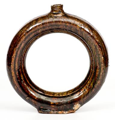 Rare Alkaline-Glazed Stoneware Ring Jug, attrib. Stone / Penland, Buncombe County, NC