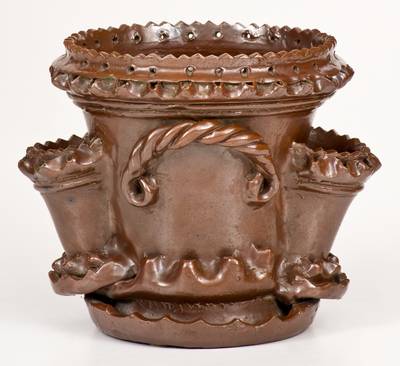 Outstanding Ornamental Ohio Stoneware Flowerpot attrib. R. S. Baird, Mogadore