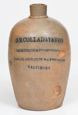 J. M. COLLADAY & BRO. / BALTIMORE Stoneware Small-Sized Advertising Jug