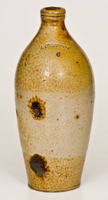 Scarce 1/4 Gal. BOSTON Stoneware Jug with Double Iron-Oxide Dip, Frederick Carpenter, early 19th century