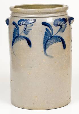 Rare IRELAND, DUEY & SHINNICK / MT. CRAWFORD, VA Stoneware Jar w/ Bold Floral Decoration