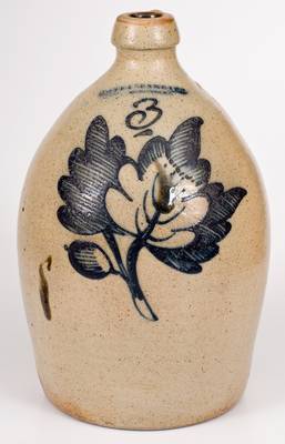 Fine F. STETZENMEYER & CO. / ROCHESTER, NY Stoneware Jug with Leaf Decoration