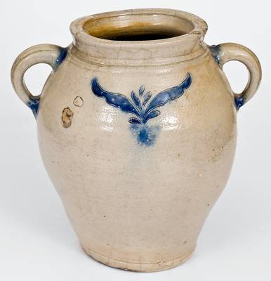 Very Fine Vertical-Handled Stoneware Jar with Incised Decoration, Manhattan, circa 1790