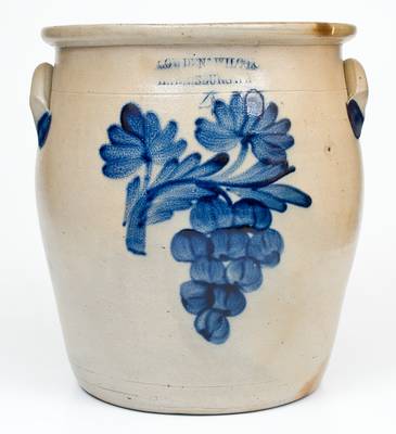 4 Gal. COWDEN & WILCOX / HARRISBURG, PA Stoneware Jar w/ Bold Grapes Decoration