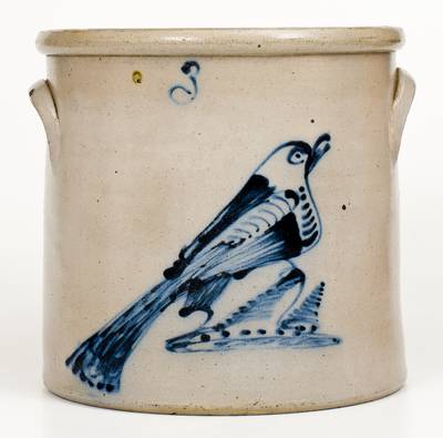 Scarce 3 Gal. Albany, NY Stoneware Bird Crock