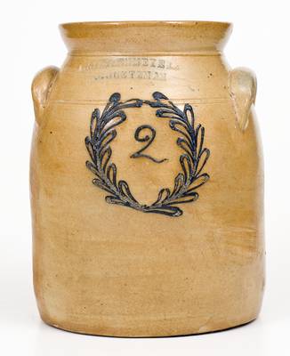 2 Gal. F. STETZENMEYER & G. GOETZMAN / ROCHESTER, NY Stoneware Jar