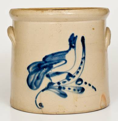 3 Gal. Stoneware Crock with Bold Bird Decoration, attrib. Brady & Ryan, Ellenville, NY