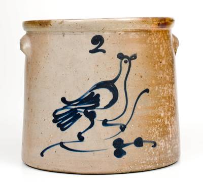 2 Gal. Stoneware Crock with Folky Bird Decoration, probably New Jersey