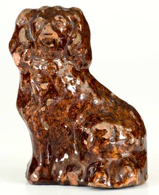 Antique Redware Spaniel, probably Galena, Illinois origin