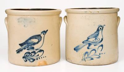 Lot of Two: FORT EDWARD, NY Stoneware Bird Crocks