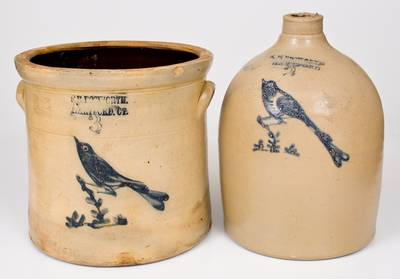 Lot of Two: S. B. BOSWORTH / HARTFORD, CONN. Stoneware with Bird Designs
