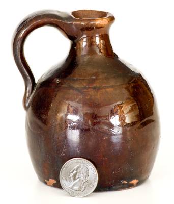 Small-Sized Redware Jug w/ Incised Line Design