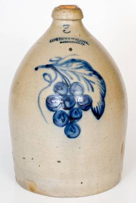 COWDEN & WILCOX / HARRISBURG, PA Stoneware Jug with Bold Grapes Decoration