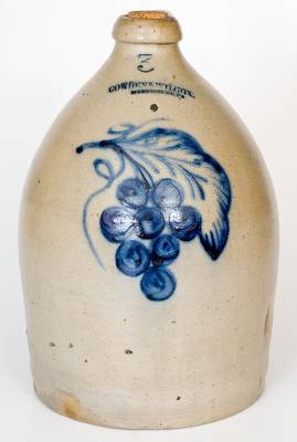COWDEN & WILCOX / HARRISBURG, PA Stoneware Jug with Bold Grapes Decoration