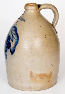 COWDEN & WILCOX / HARRISBURG, PA Stoneware Jug with Bold Grapes Decoration