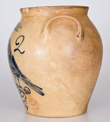 Fine W. H. FARRAR & Co. / GEDDES, NY Stoneware Jar / Elaborate Bird Decoration