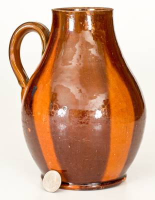 Rare Glazed American Redware Ewer