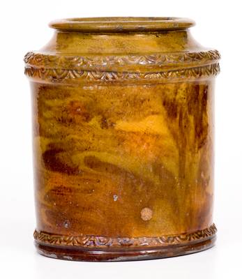 Attrib. Jacob Heart, Chambersburg, PA Redware Jar w/ Coggled Decoration