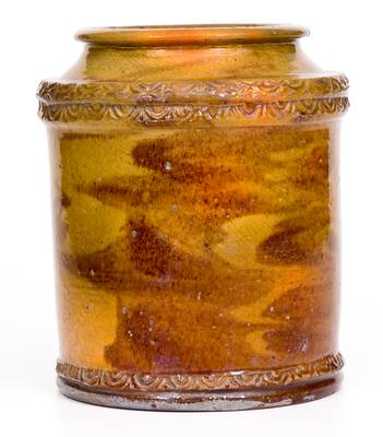 Attrib. Jacob Heart, Chambersburg, PA Redware Jar w/ Coggled Decoration