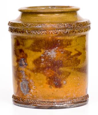 Attrib. Jacob Heart, Chambersburg, PA Redware Jar w/ Coggled Decoration