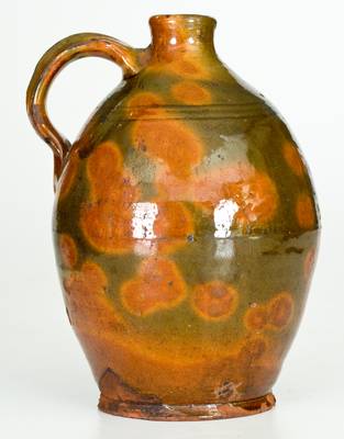 Fine North Shore, Massachusetts Redware Jug, late 18th or early 19th century