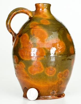 Fine North Shore, Massachusetts Redware Jug, late 18th or early 19th century