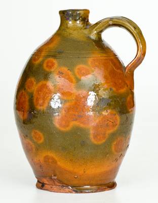 Fine North Shore, Massachusetts Redware Jug, late 18th or early 19th century