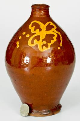 Very Rare Slip-Decorated 18th century New England Redware Jug